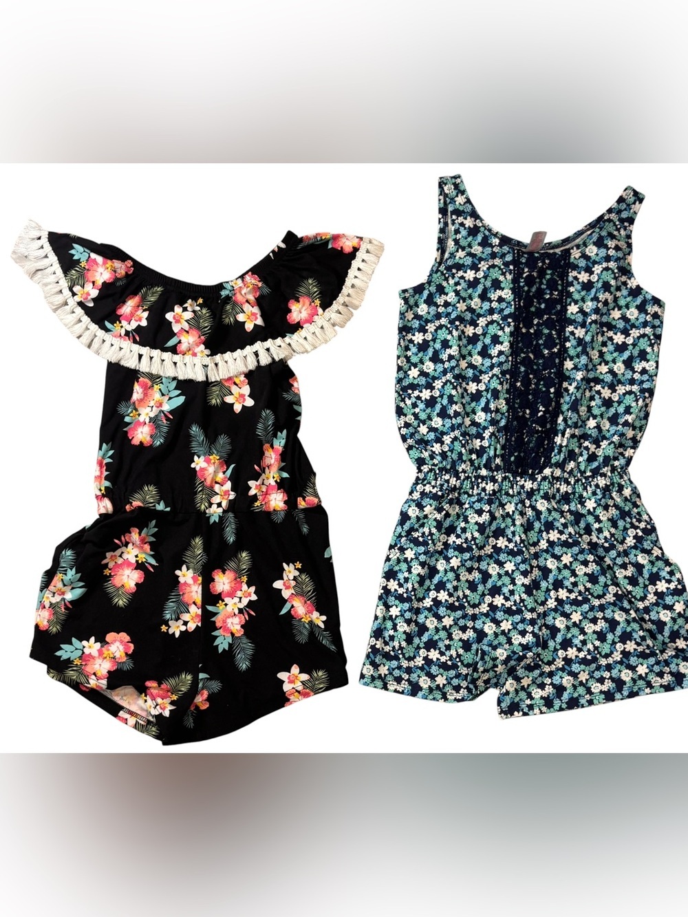 Girls Floral Romper Bundle Size 10 10/12 Justice Tropical Boho Summer